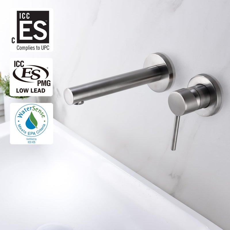 Sumerain Wall Mount Bathroom Faucet Brushed Nickel,Valve Included - Image 2